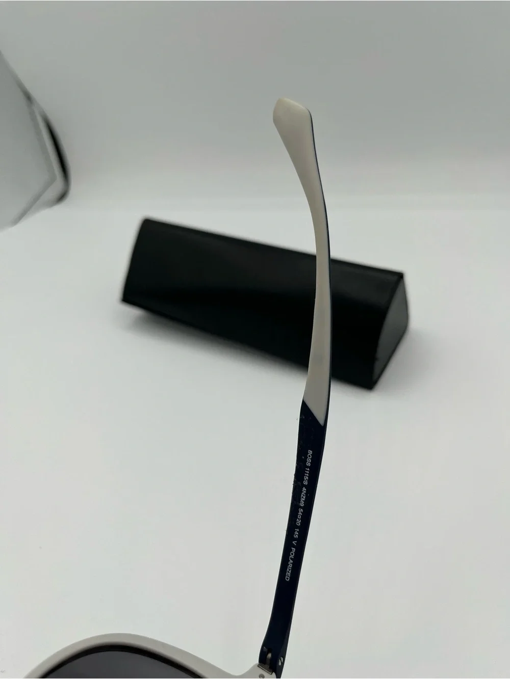 HUGO BOSS Polarized Round Sunglasses in Navy and White Trim